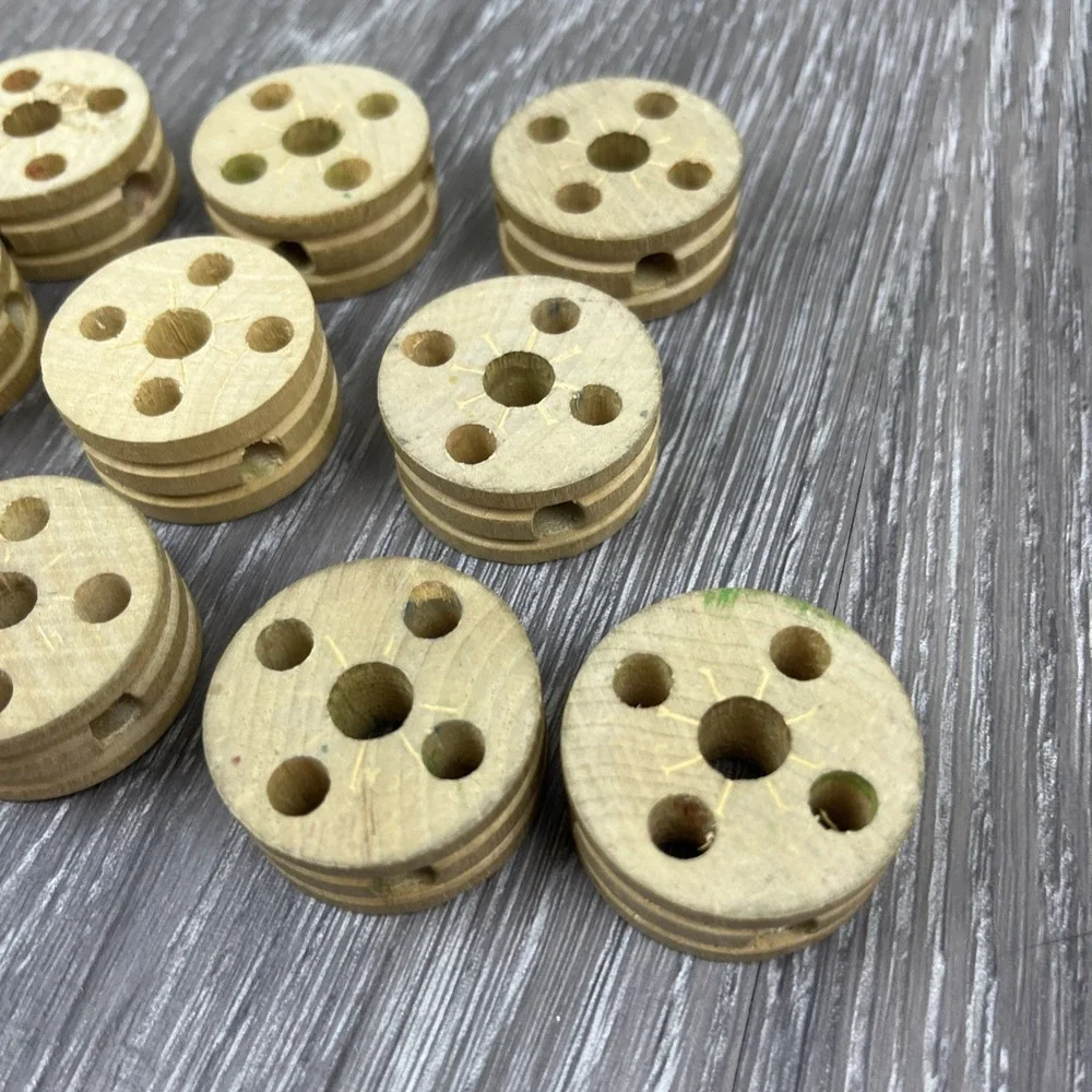 Tinkertoys Wooden Wheels‎ – Five Hole – Lot of 10